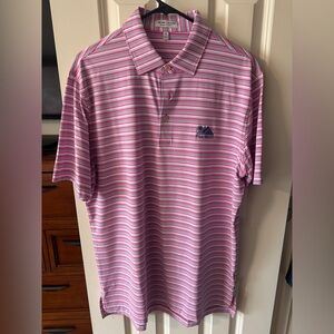 Peter Millar Pink Striped Men's Polo Shirt PGA West